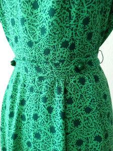 1940s - DAKO MODEN, Germany - Green Rayon Dress - W27 (68cm)