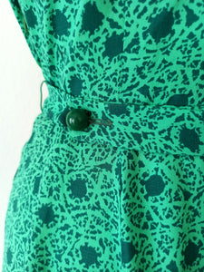 1940s - DAKO MODEN, Germany - Green Rayon Dress - W27 (68cm)
