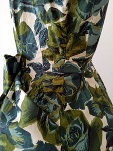 1950s - YOUR WENDY DRESS - Stunning Roseprint Dress - W28.5 (72cm)