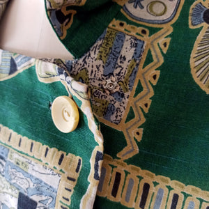 1950s 1960s - Fabulous Green Egyptian Novelty Top