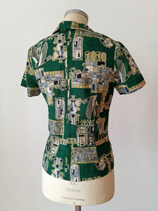 1950s 1960s - Fabulous Green Egyptian Novelty Top