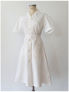 1940s - JD - Unworn - Beautiful White Cotton Dress - W30 (76cm)