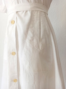 1940s - JD - Unworn - Beautiful White Cotton Dress - W30 (76cm)