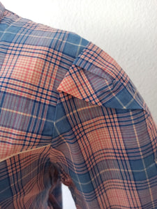 1940s - JD - Unworn - Gorgeous Pink Blue Plaid Cotton Dress - W34 (86cm)
