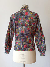 Carica l&#39;immagine nel visualizzatore di Gallery, 1940s 1950s - JOSSELYNE, Paris - Abstract Cotton Blouse - W36 (92cm)
