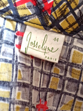 Carica l&#39;immagine nel visualizzatore di Gallery, 1940s 1950s - JOSSELYNE, Paris - Abstract Cotton Blouse - W36 (92cm)
