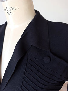 1940s - PRESTIGE, Paris - Sublime Couture Black Crepe Jacket - W30 (76cm)