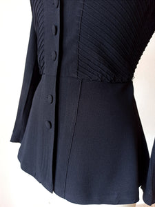 1940s - PRESTIGE, Paris - Sublime Couture Black Crepe Jacket - W30 (76cm)