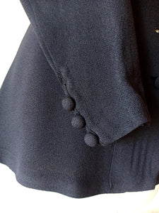 1940s - PRESTIGE, Paris - Sublime Couture Black Crepe Jacket - W30 (76cm)