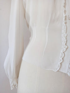 1930s 1940s - Outstanding Beauty Gauze Silk Blouse - W36 (92cm)