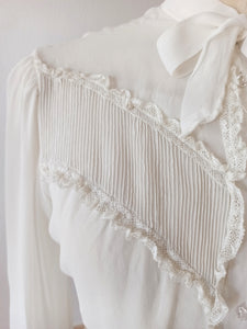 1930s 1940s - Outstanding Beauty Gauze Silk Blouse - W36 (92cm)