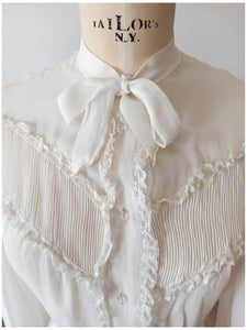 1930s 1940s - Outstanding Beauty Gauze Silk Blouse - W36 (92cm)
