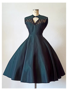 1940s 1950s - Spectacular Emerald Green Dress - W29 (74cm)