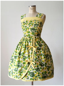 1950s 1960s - Gorgeous Summery Roseprint Cotton Dress - W28.5 (72cm)