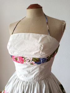1950s - RHONA ROY, London - Stunning Floral Roseprint Dress - W24.5 (62cm)