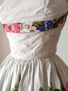 1950s - RHONA ROY, London - Stunning Floral Roseprint Dress - W24.5 (62cm)