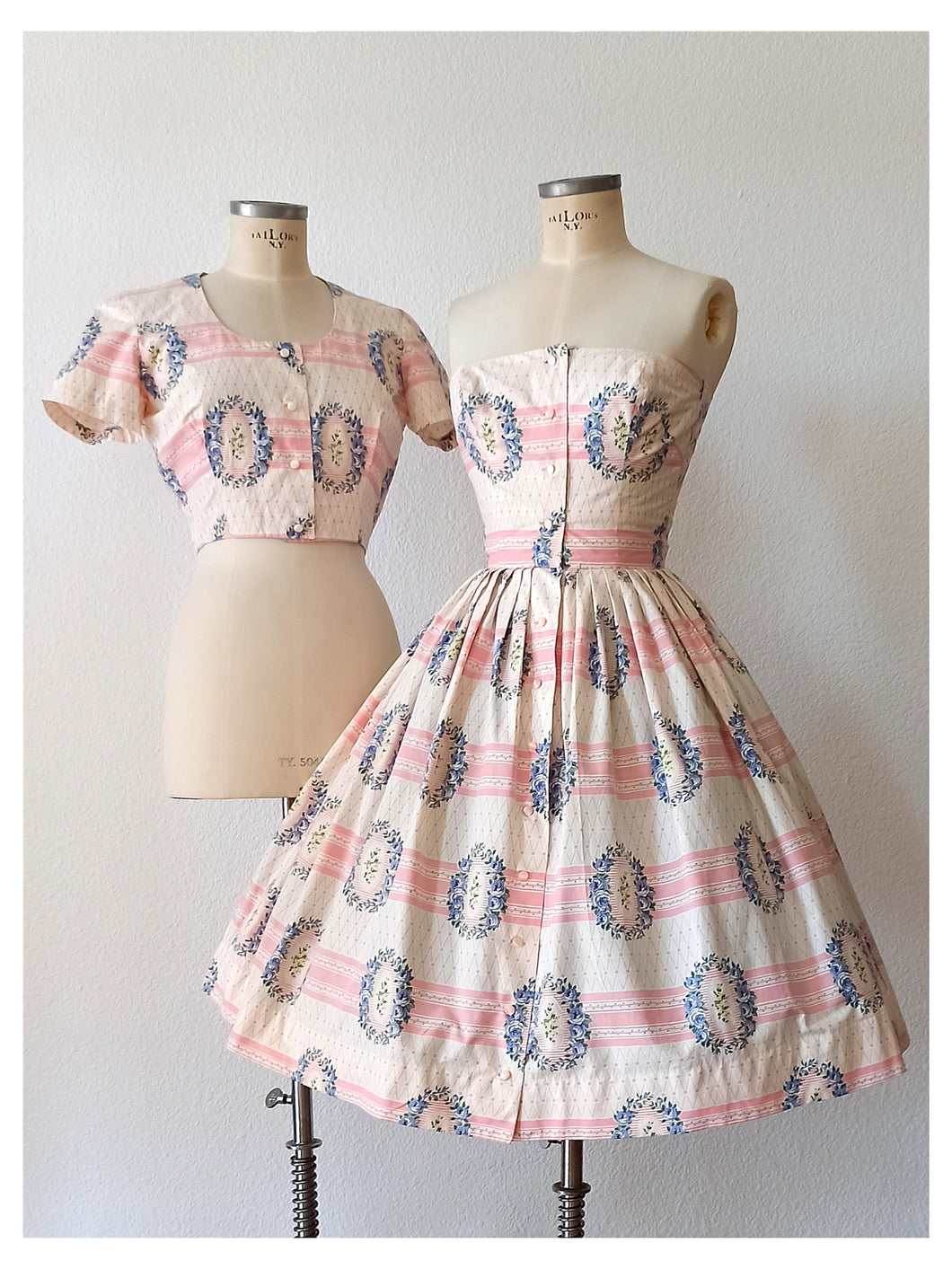 1950s - SAMBO FASHIONS - Adorable Roseprint Bolero Dress - W26 (66cm)
