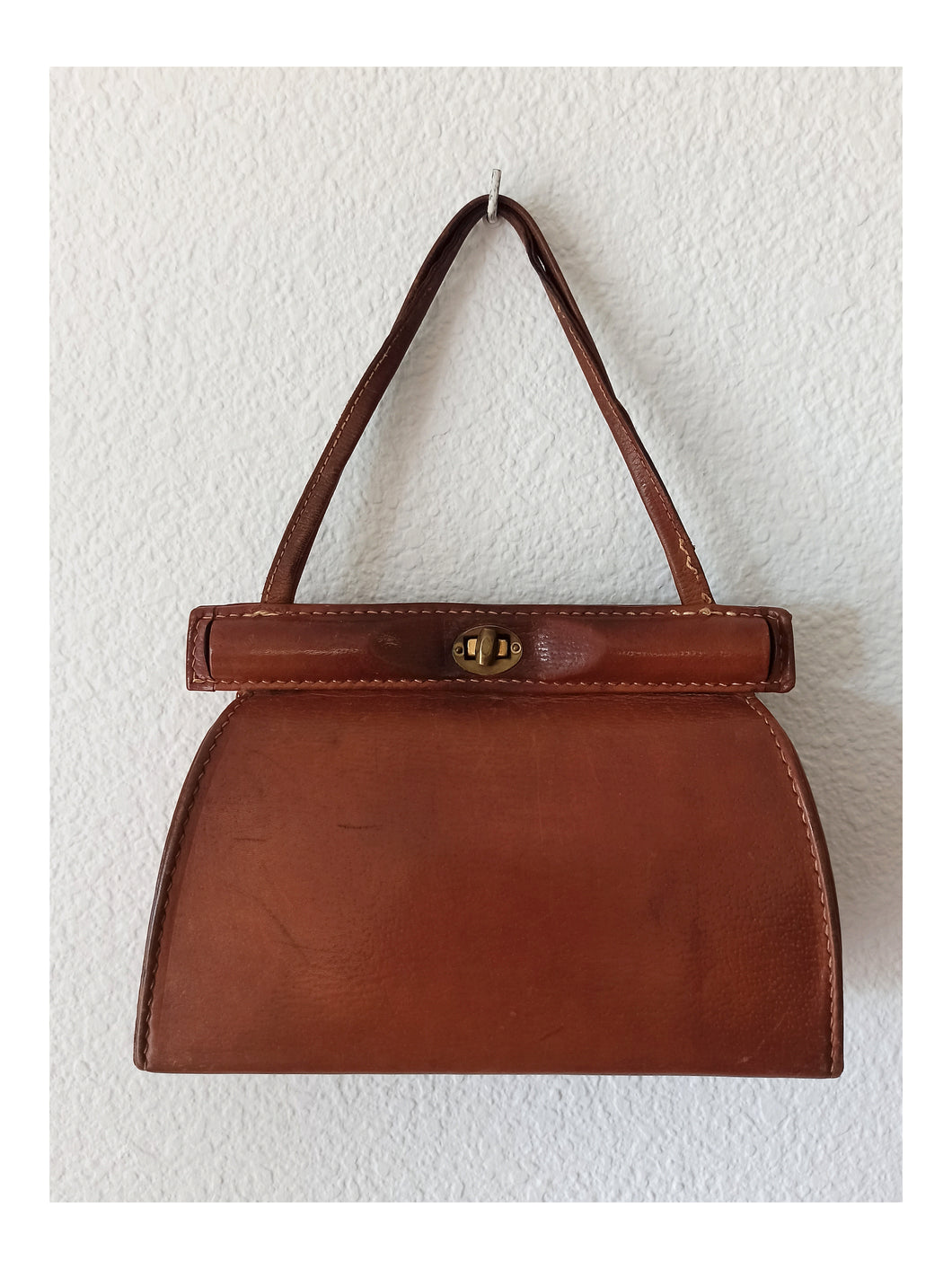 1940s 1950s - Gorgeous Brown Leather Handbag