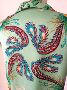 1940s 1950s - Stunning Firebirds Silk Blouse