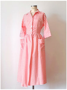 1940s 1950s - Sublime Striped Cotton Dress - W29 (74cm)