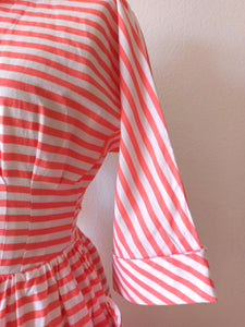 1940s 1950s - Sublime Striped Cotton Dress - W29 (74cm)