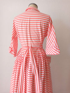 1940s 1950s - Sublime Striped Cotton Dress - W29 (74cm)