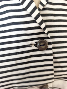 1950s - Superb French Black Stripes Cotton Dress - W29 (74cm)