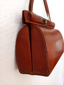 1940s 1950s - Gorgeous Brown Leather Handbag