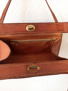 1940s 1950s - Gorgeous Brown Leather Handbag