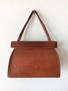 1940s 1950s - Gorgeous Brown Leather Handbag