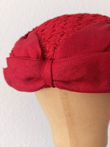 1950s - Gorgeous Red Raffia Hat