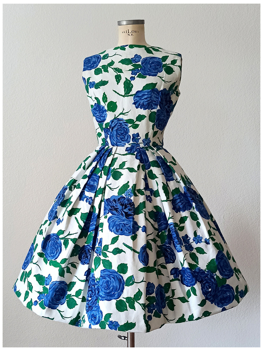 1950s - Fabulous French Roseprint Cotton Dress - W27 (68cm)