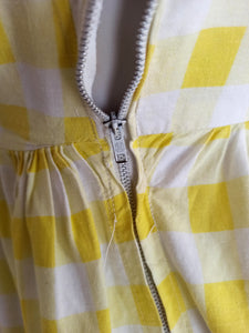 1950s - PARIS - Delightful Puffed Sleeves Plaid Dress - W30 (76cm)