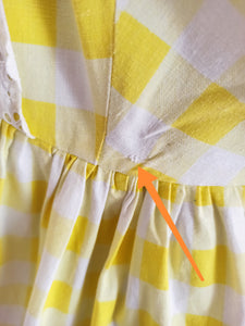 1950s - PARIS - Delightful Puffed Sleeves Plaid Dress - W30 (76cm)