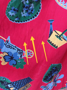 1940s - Stunning Red Gardening Novelty Print Dress - W27 (68cm)