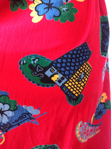 1940s - Stunning Red Gardening Novelty Print Dress - W27 (68cm)