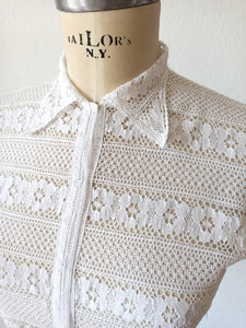 1940s 1950s - Gorgeous White Cotton Handmade Blouse - W29 (74cm)