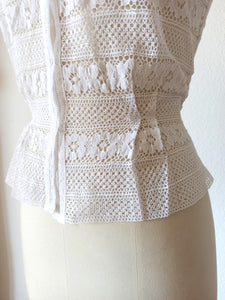 1940s 1950s - Gorgeous White Cotton Handmade Blouse - W29 (74cm)