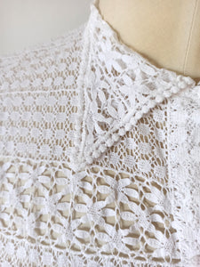 1940s 1950s - Exquisite White Cotton Handmade Blouse - W30 (76cm)