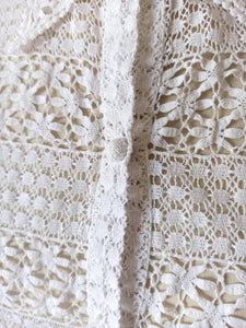 1940s 1950s - Exquisite White Cotton Handmade Blouse - W30 (76cm)