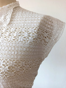 1940s 1950s - Exquisite White Cotton Handmade Blouse - W30 (76cm)