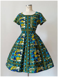 1950s 1960s - BADER, Germany - Spectacular Floral Dress - W35 (88cm)