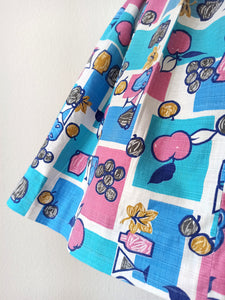1950s 1960s - HENRY GABRIEL, France - Collector Novelty Print Dress - W28.5 (72cm)