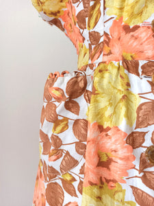 1940s 1950s - Gorgeous Roseprint Cotton Dress - W30 (76cm)