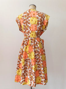 1940s 1950s - Gorgeous Roseprint Cotton Dress - W30 (76cm)