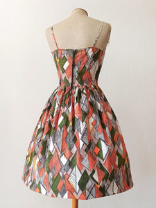 1950s 1960s - Gorgeous Spaghetti Straps Cotton Dress - W26 (66cm)
