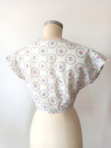 1940s - DOLLY DAY, USA - Adorable Roseprint Bolero Dress - W28 (70cm)