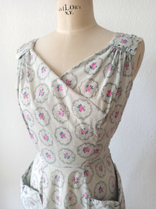 1940s - DOLLY DAY, USA - Adorable Roseprint Bolero Dress - W28 (70cm)