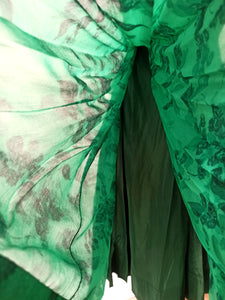 1950s - NINA FABBRI, Belgium - Exquisite Green Silk Couture Dress - W27 (68cm)