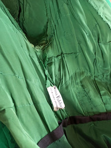 1950s - NINA FABBRI, Belgium - Exquisite Green Silk Couture Dress - W27 (68cm)